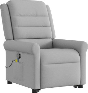 vidaXL vidaXL Podnoszony fotel masujący, rozkładany, szary, tkanina 4
