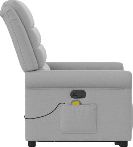 vidaXL vidaXL Podnoszony fotel masujący, rozkładany, szary, tkanina 6