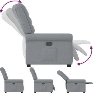 vidaXL vidaXL Fotel rozkładany, jasnoszary, tapicerowany tkaniną 6