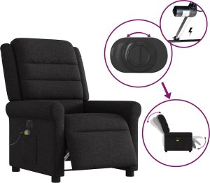vidaXL vidaXL Rozkładany fotel masujący, elektryczny, czarny, tkanina 9