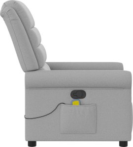 vidaXL vidaXL Rozkładany fotel masujący, szary, obity tkaniną 4