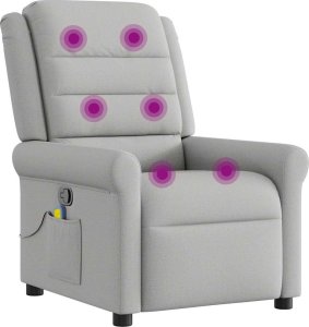 vidaXL vidaXL Rozkładany fotel masujący, szary, obity tkaniną 7