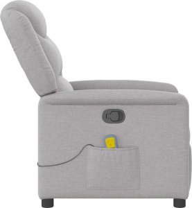 vidaXL vidaXL Rozkładany fotel masujący, szary, obity tkaniną 4