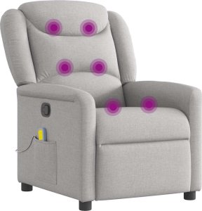 vidaXL vidaXL Rozkładany fotel masujący, szary, obity tkaniną 6