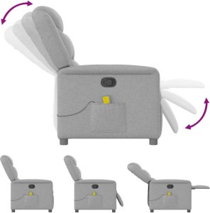 vidaXL vidaXL Rozkładany fotel masujący, szary, obity tkaniną 7