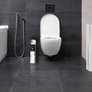 Sepio Stojak na papier srebrny z dodatkowym miejscem na papier nowoczesny stylowy 10