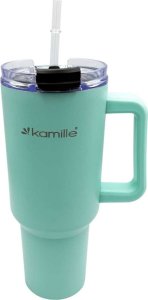 Kamille STALOWY KUBEK TERMICZNY TERMOS 1200ml Z RĄCZKĄ I SŁOMKĄ KM-2175 1