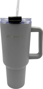 Kamille STALOWY KUBEK TERMICZNY TERMOS 1200ml Z RĄCZKĄ I SŁOMKĄ KM-2173 1
