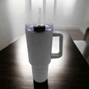 Kamille STALOWY KUBEK TERMICZNY TERMOS 1200ml Z RĄCZKĄ I SŁOMKĄ KM-2173 4