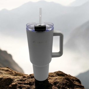 Kamille STALOWY KUBEK TERMICZNY TERMOS 1200ml Z RĄCZKĄ I SŁOMKĄ KM-2173 6