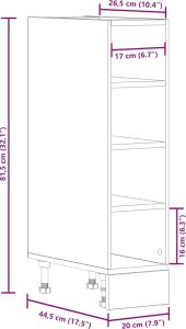 vidaXL Szafka dolna Szara Sonoma 20x44,5x81,5 cm Drewno klejone 9