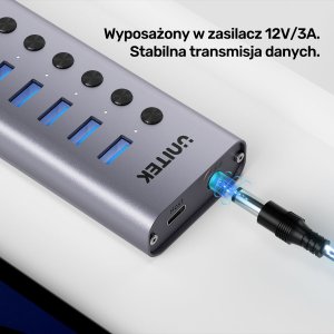 HUB USB Unitek H1315B01 2x USB-C  + 8x USB-A 3.0 (H1315B01-EU) 8