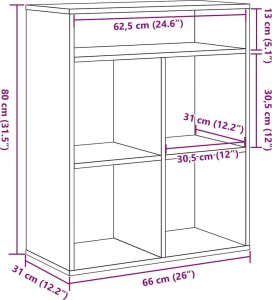 vidaXL Regał na książki, biały, 66x31x80 cm, materiał drewnopochodny 8