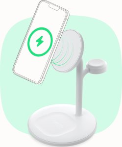 Ładowarka Green Cell Greencell MagScape Ładowarka Indukcyjna Stand 3w1 MagSafe do iPhone, Apple Watch, AirPods i innych słuchawek bezprzewodowych 5