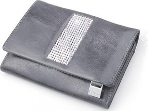 Swarovski CV 130 skórzany portfel z kamieniami swarovskiego szary CV130 1