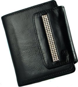 Swarovski SV 050 skórzany portfel z kamieniami swarovskiego czarny SV 050 1