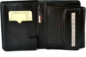 Swarovski SV 050 skórzany portfel z kamieniami swarovskiego czarny SV 050 2