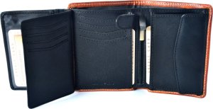 Verona VERONA Tattoo skórzany portfel męski 012M cognac-czarny 012M 3