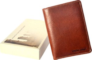 Verona VERONA Tattoo skórzany portfel męski 012M cognac-czarny 012M 6