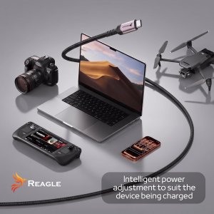 Reagle Kabel USB C PD 240W 5A do iPhone 15 16, MacBook Pro Air QC 4.0 1M 4