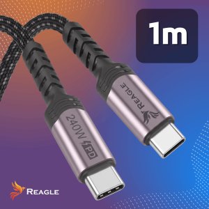 Reagle Kabel USB C PD 240W 5A do iPhone 15 16, MacBook Pro Air QC 4.0 1M 7