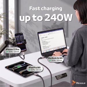 Kabel USB Reagle USB-C - USB-C 3 m Czarny 3