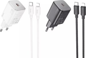 Ładowarka Hoco Ładowarka sieciowa HOCO Typ C + kabel Typ C do Lightning QC PD 20W Czarna 3