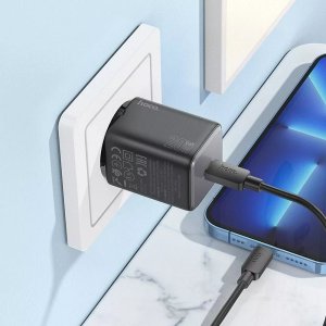 Ładowarka Hoco Ładowarka sieciowa HOCO Typ C + kabel Typ C do Lightning QC PD 20W Czarna 5
