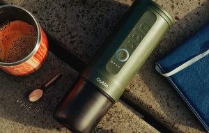 Ekspres ciśnieniowy Outin ML Zestaw przenośny ekspres do kawy Outin Nano 7500mAh (Zielony) + etui ochronne 6