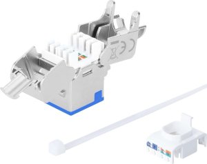 Intellinet Network Solutions INTELLINET Cat6a 10G Slimline Keystone-Modul STP werkzeuglos mit Rastclip f�r Massivdraht vergoldete Kontakte Metallgeh�use blau 3