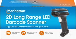 Manhattan 2D Long Range LED-Barcodescanner 50 mm Scanreichweite abnehmbares 1,8 m USB-A-Kabel 60 Scans/sec. 100K Lux Schutzart IP52 11