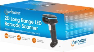 Manhattan 2D Long Range LED-Barcodescanner 50 mm Scanreichweite abnehmbares 1,8 m USB-A-Kabel 60 Scans/sec. 100K Lux Schutzart IP52 9
