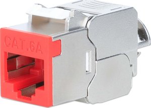 Intellinet Network Solutions INTELLINET Cat6a 10G Slimline Keystone-Modul STP werkzeuglos mit Rastclip f�r Massivdraht vergoldete Kontakte Metallgeh�use rot 1