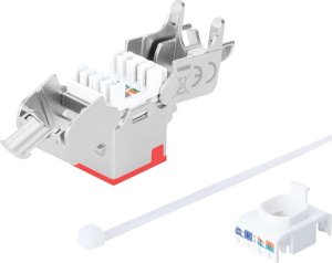 Intellinet Network Solutions INTELLINET Cat6a 10G Slimline Keystone-Modul STP werkzeuglos mit Rastclip f�r Massivdraht vergoldete Kontakte Metallgeh�use rot 3