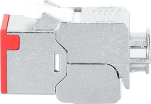 Intellinet Network Solutions INTELLINET Cat6a 10G Slimline Keystone-Modul STP werkzeuglos mit Rastclip f�r Massivdraht vergoldete Kontakte Metallgeh�use rot 4