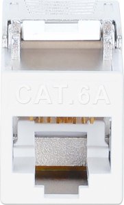 Intellinet Network Solutions INTELLINET Cat6a 10G Slimline Keystone-Modul STP werkzeuglos mit Rastclip f�r Massivdraht vergoldete Kontakte Metallgeh�use weiss 3