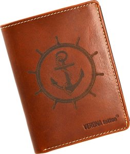 Verona VERONA Tattoo skórzany portfel męski 012M z tatuażem kotwica 012M 5
