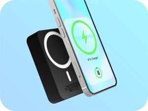 Hello Case Powerbank MagSafe do Apple iPhone 10000 mAh Indukcyjny Trwały Mocny Czarny 5