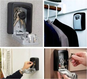 Hello Case Sejf na Klucze Mini Metalowy Ścienny Mały Skrzynka Skrytka Szafka na Kod 5