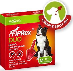 TropiDog VET-AGRO FIPREX DUO M 134 mg + 120,6 mg roztwór do nakrapiania dla psów 1