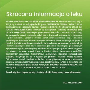 TropiDog VET-AGRO FIPREX DUO M 134 mg + 120,6 mg roztwór do nakrapiania dla psów 5