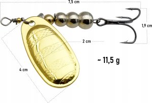 Miracle Fish Błystka obrotówka blacha sztuczna przynęta na ryby 11,5 g / 7,5 cm Szczupak 2