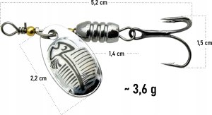 Miracle Fish Błystka obrotówka blacha sztuczna przynęta na ryby 3,6 g / 5,2 cm Szczupak 2