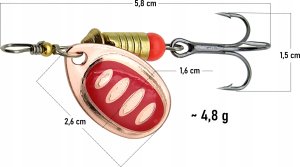 Miracle Fish Błystka obrotówka blacha sztuczna przynęta na ryby 4,8 g / 5,8 cm Szczupak 2