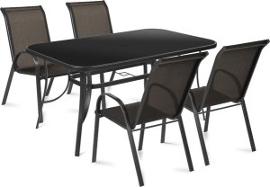Garden King Duży stół ogrodowy z szklanym blatem FREDDO 150x70x90 cm 2