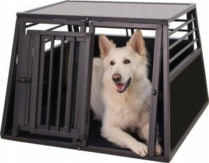 Kerbl Klatka transportowa dla psa, 92 x 97 x 68 cm, 2-drzwiowa, aluminiowa, grafit 6