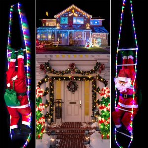 Dekoracja świąteczna Springos Zestaw Lamp Świątecznych LED z Mikołajem na Drabinie 3