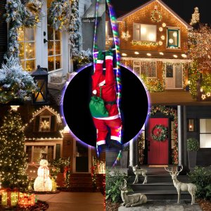 Dekoracja świąteczna Springos Zestaw Lamp Świątecznych LED z Mikołajem na Drabinie 4