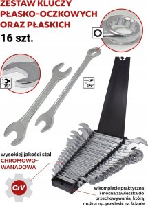 WMC MEGA ZESTAW KLUCZY PŁASKO-OCZKOWYCH PŁA SKICH 16El 3