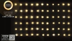 Lampki choinkowe CORTINA LAMPKI CHOINKOWE KURTYNA ŚWIETLNA ZEW/WEW 120 LED 300X60CM Z PILOTEM CIEPŁY BIAŁY 6